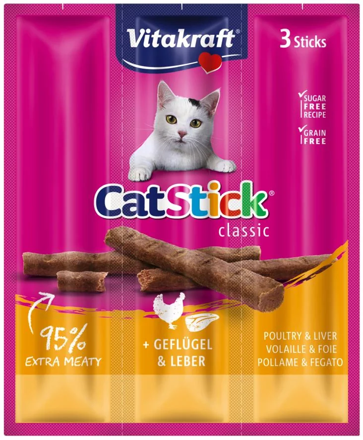 Vitakraft Cat Stick hydina – pečeň 3×6 g