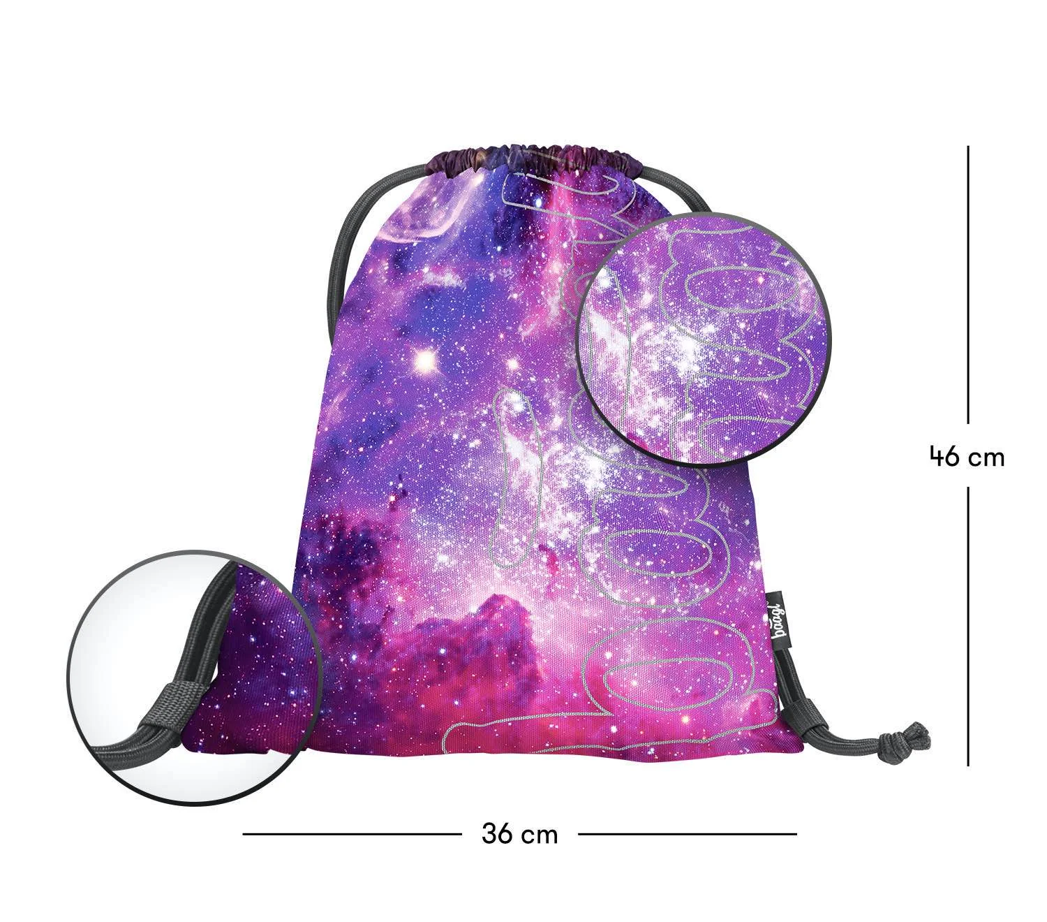 Vrecko na prezuvky Skate Galaxy čierne, s potlačou