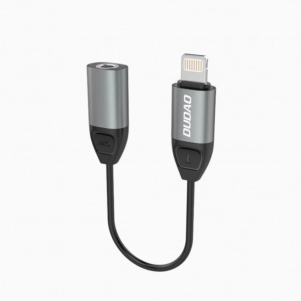 Dudao L17 adaptér Lightning / 3.5mm mini jack, sivý