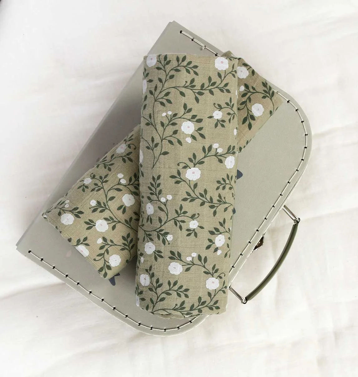 A Little Lovely Company - Mušelínové plienky, blossom - dark sage - 2 ks