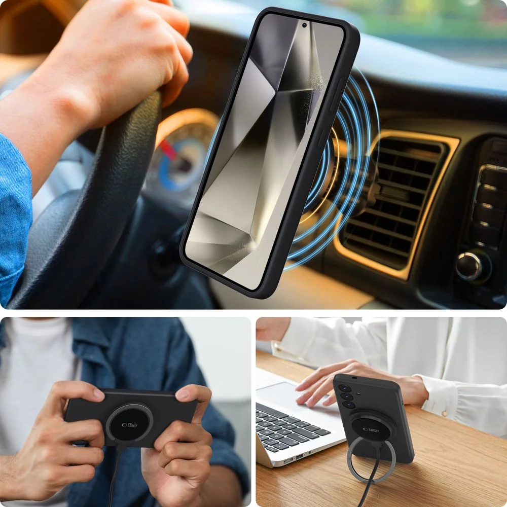 Tech-Protect Liquid Silicone MagSafe kryt na Samsung Galaxy S25, čierny y