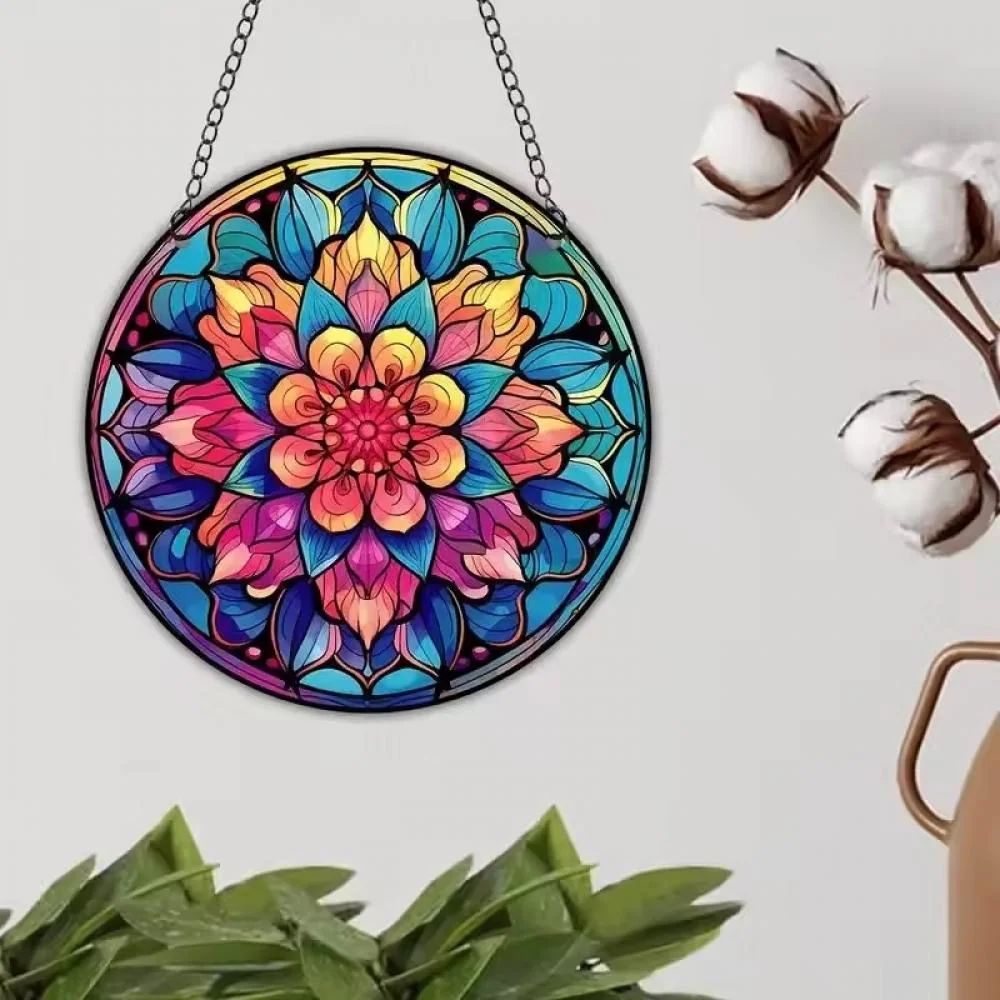 Elegantný lapač slnka s mandalovým vzorom XL-30cm x 30cm, akryl