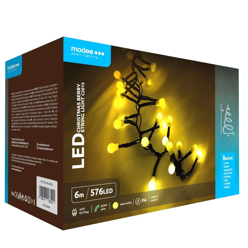Modee Lighting LED vianočná reťaz 576 LED 6m teplá biela