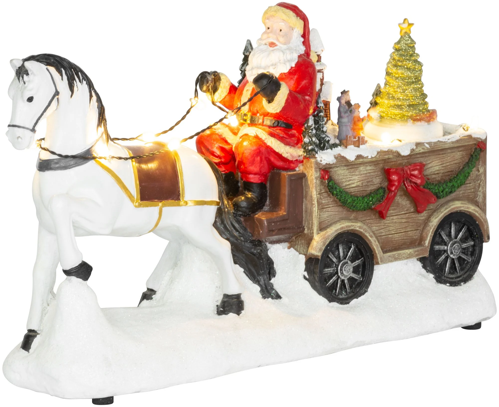 MagicHome vianočný LED Santa s koňom, 1 ks 3xAA, interiér