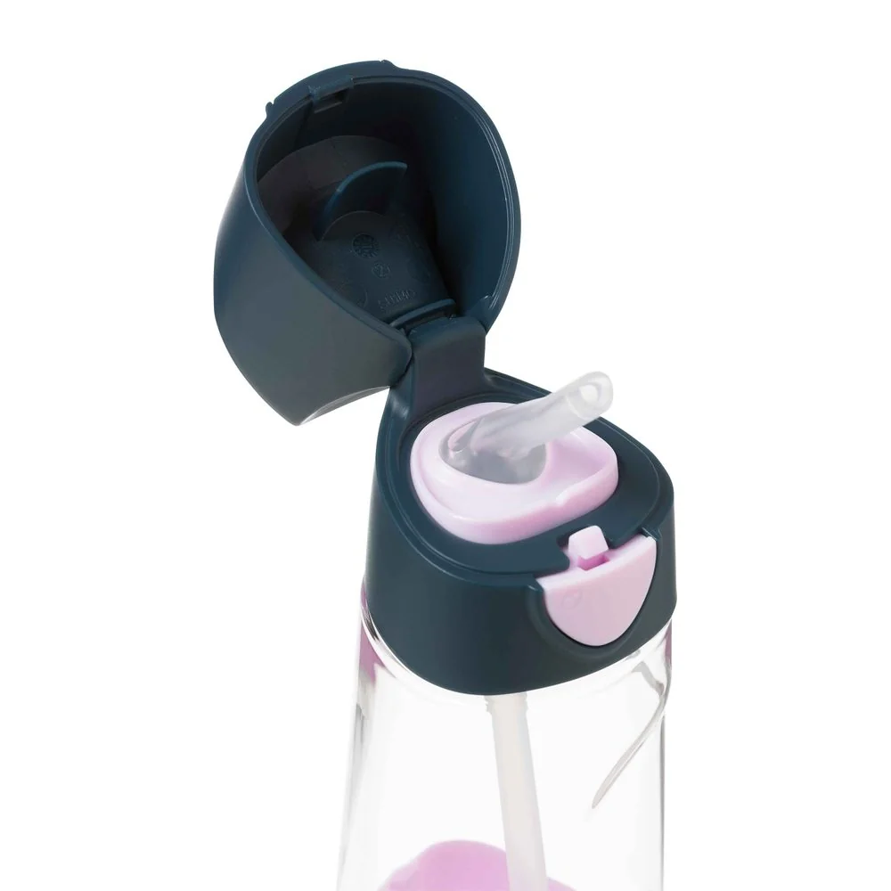 Fľaša na pitie so slamkou 450 ml indigo/ružová