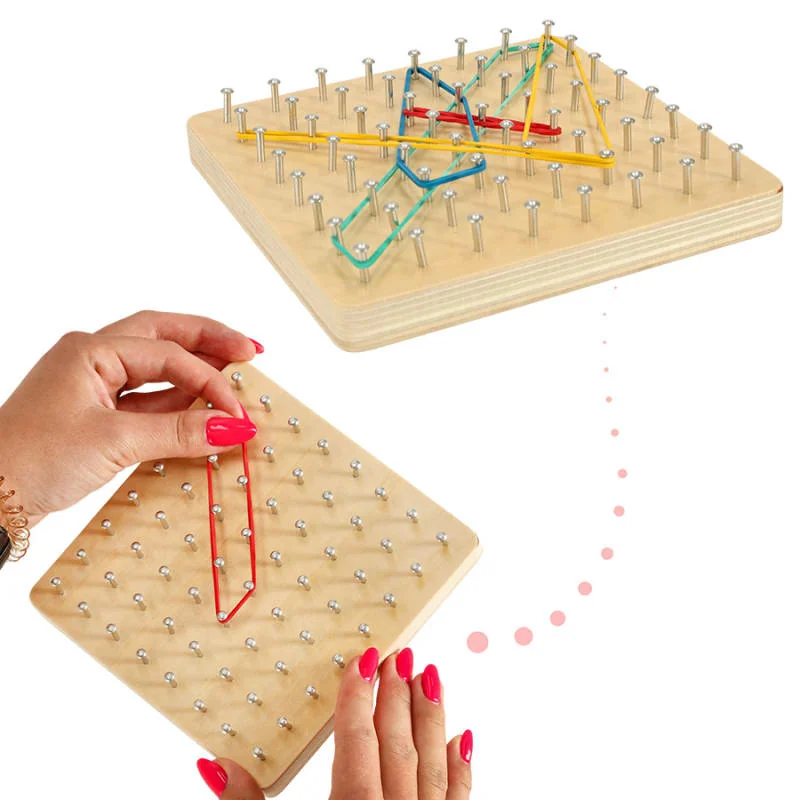 GEOBOARD – drevený geoplán s gumičkami a kartami (vzory)