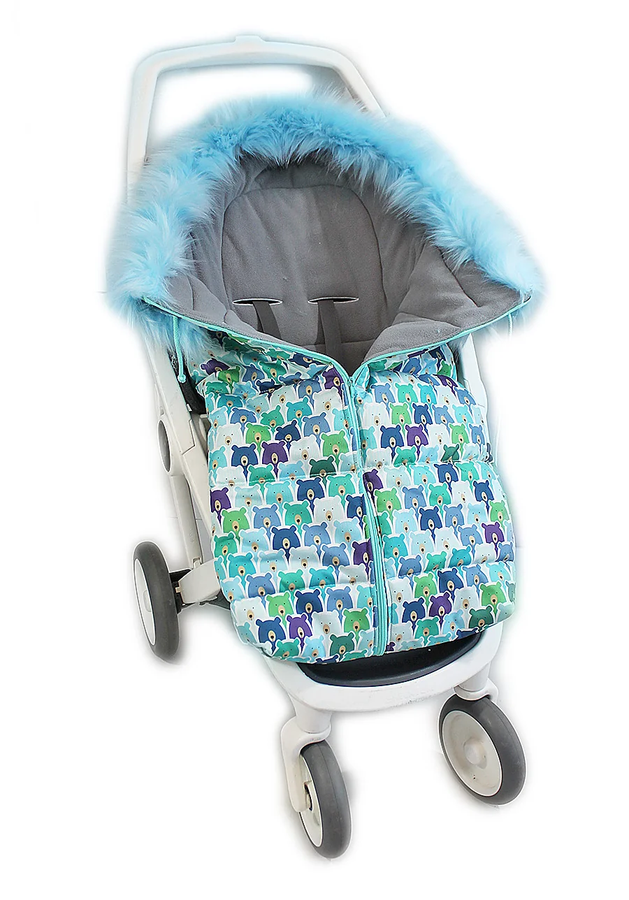 Fusak nielen do autosedačky Baby Nellys ® Eskymo s kožušinkou, medvede v mäte