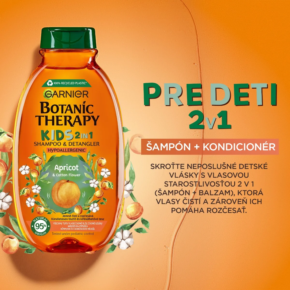 Garnier  Botanic Therapy Disney Kids Leví kráľ marhuľa 2v1 šampón&kondicionér 400 ml 1× 400ml, šampón a kondicionér