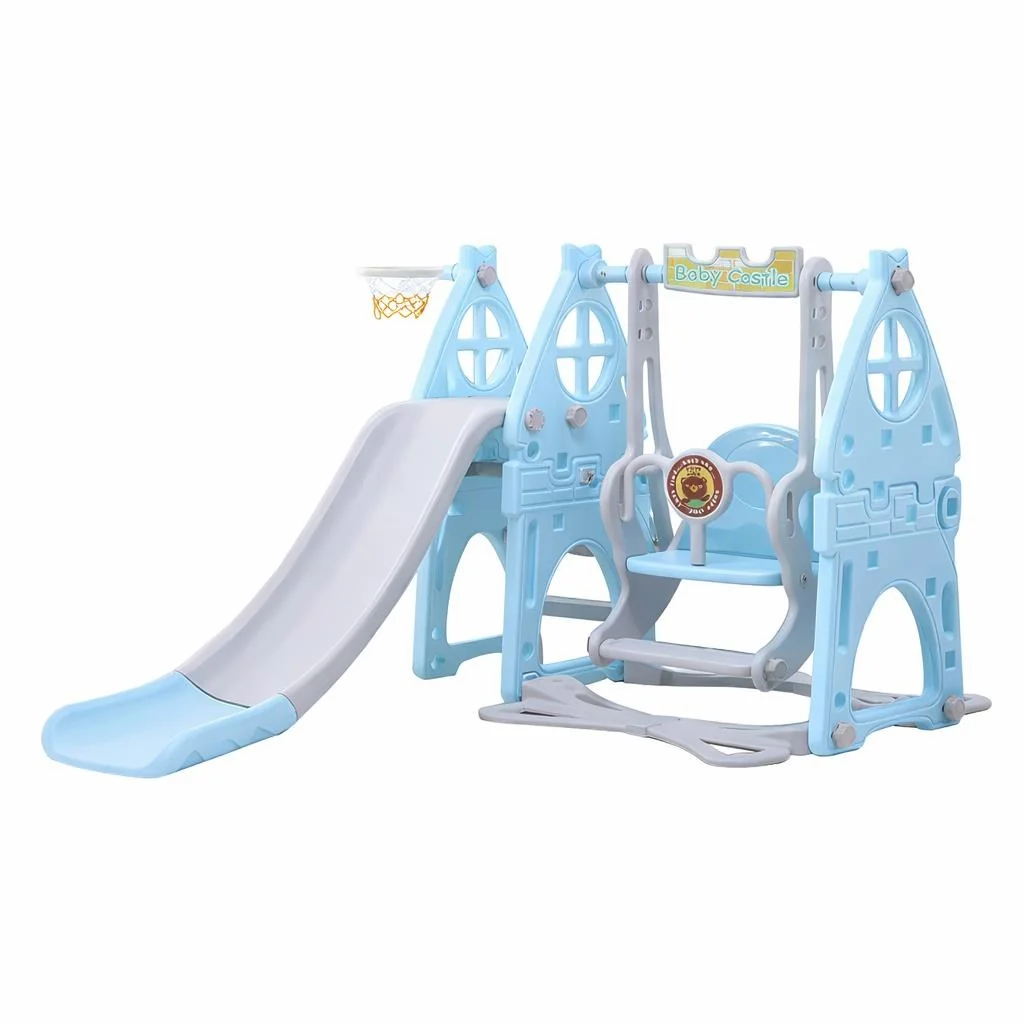 Detská šmýkačka s hojdačkou 3v1 baby blue