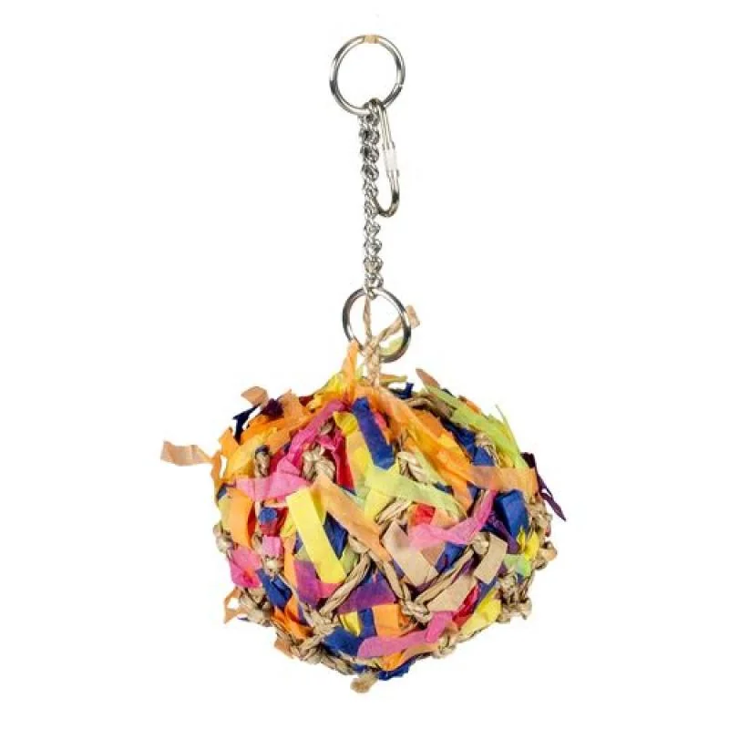 DUVO+ Závesná farebná hračka PINATA z morskej trávy, so skartovaným papierom a s drevom pre exoty S 8x12x23cm