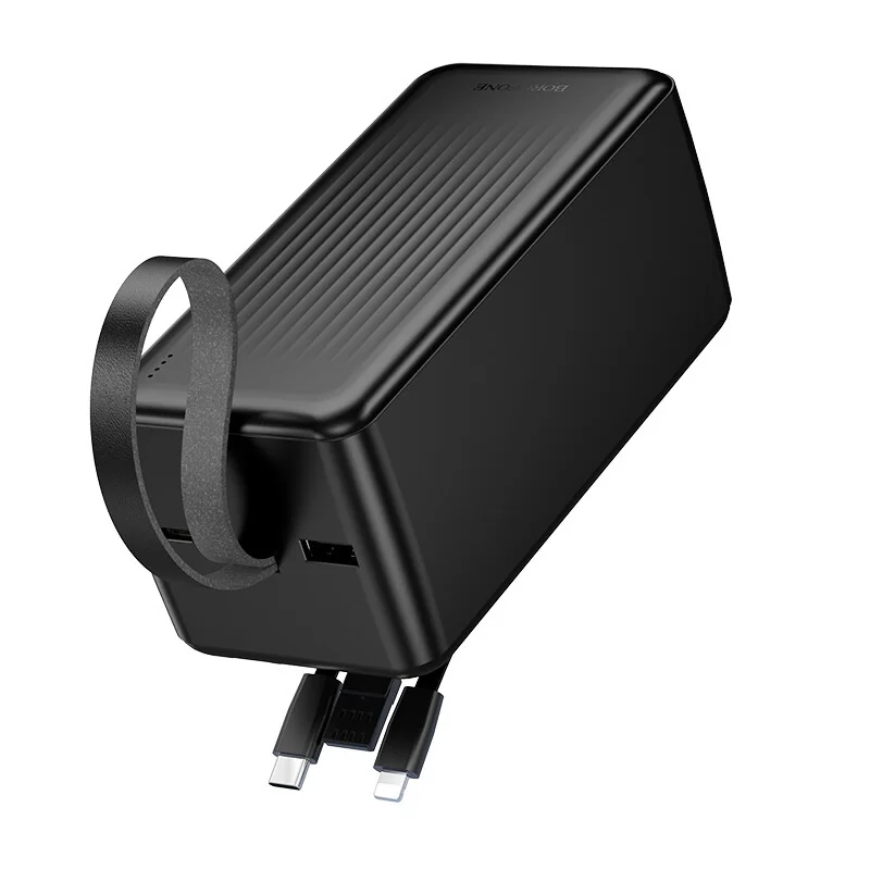 Borofone BJ79C Power Bank 50000mAh 1x USB + vstavané káble Lightning / USB-C 10W, čierne