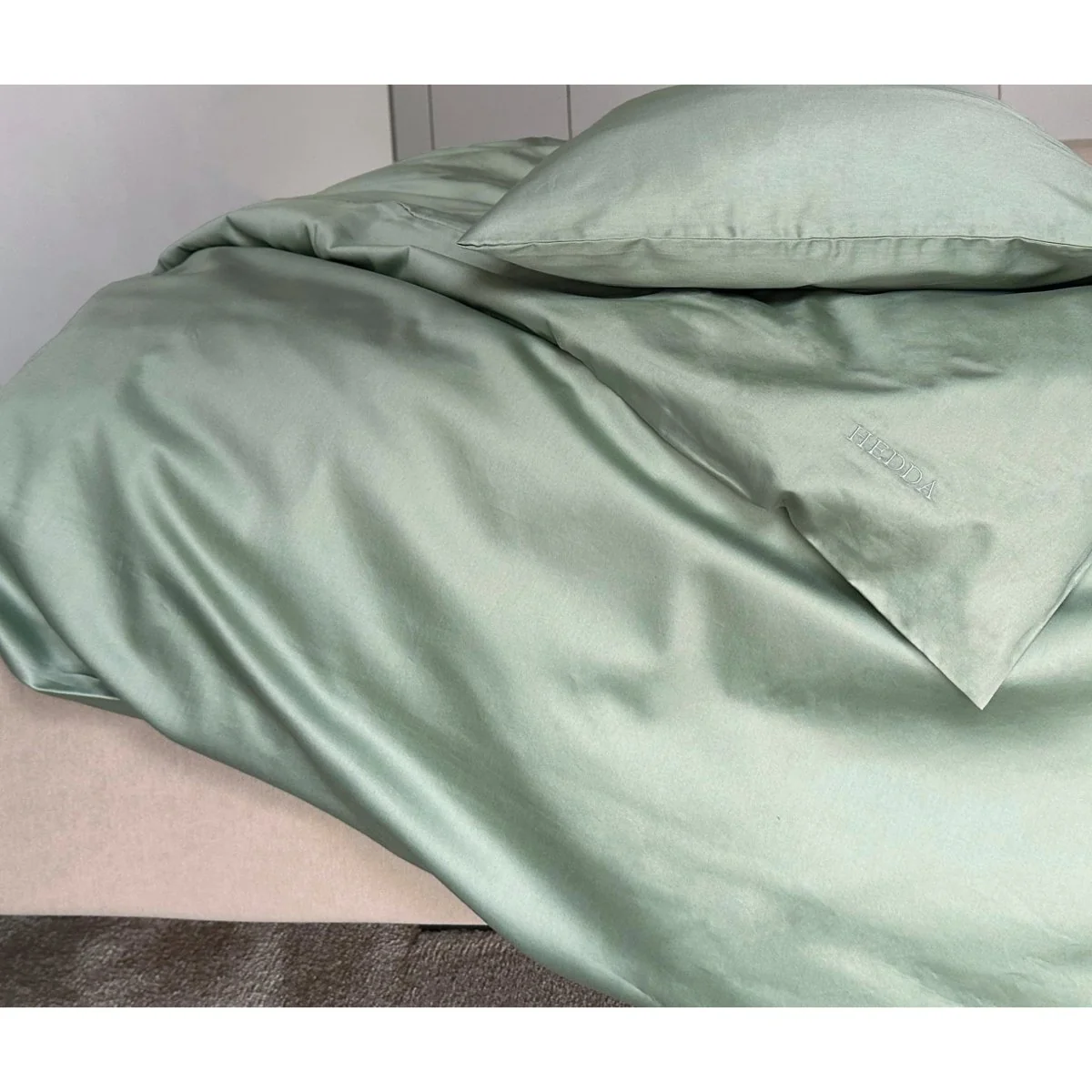 Obliečky bavlnený satén Laila sage rozmer: súprava 70 x 90 cm + 140 x 200 cm
