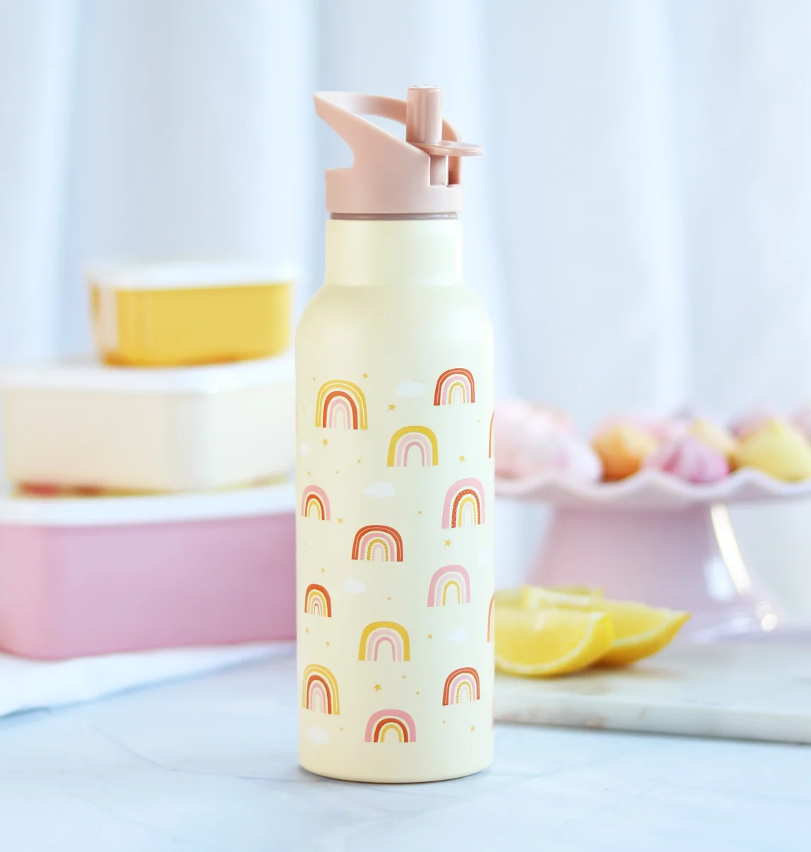 A Little Lovely Company - antikorová fľaša na pitie, 500 ml - dúha
