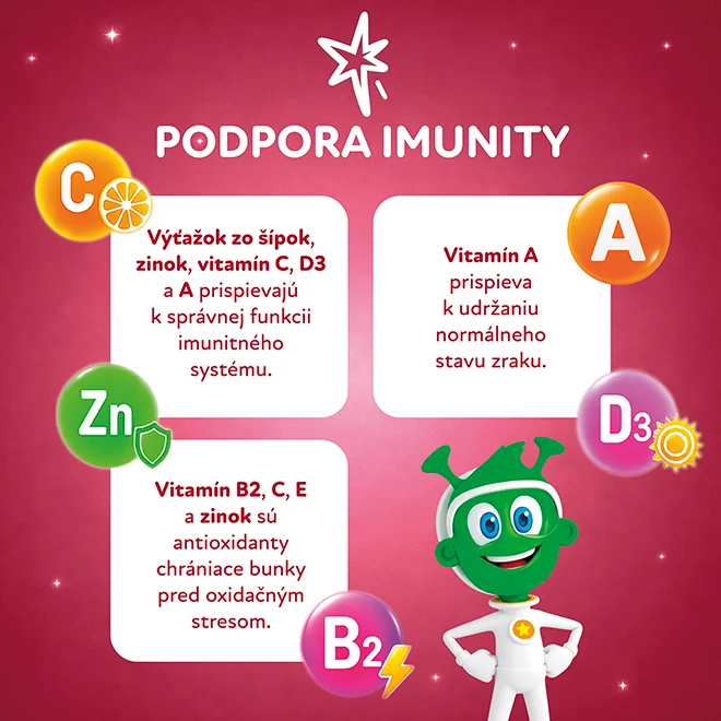 STADA Marťankovia s Imunactivom jahoda 1×30 tbl, výživový doplnok