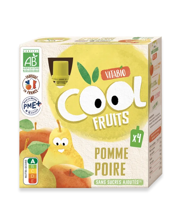 VITABIO Cool Fruits BIO vrecko jablko, hruška 4×90 g, ovocný bio príkrm