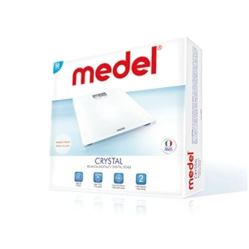 Medel Crystal elektronická kúpeľňová váha, 4 senzory, sklo, 150 kg