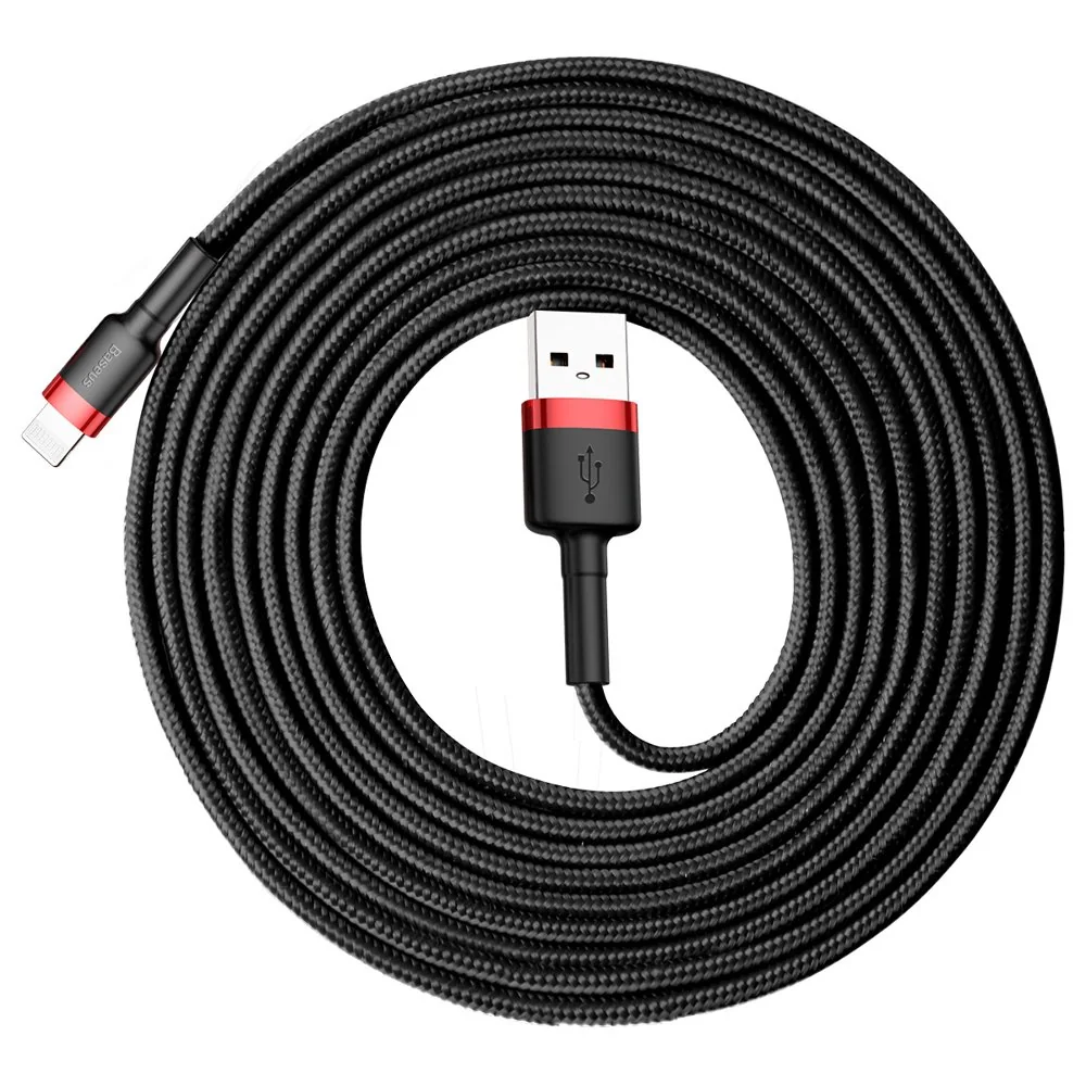 Baseus Cafule kábel USB / Lightning QC 3.0 2A 3m, čierny/červený