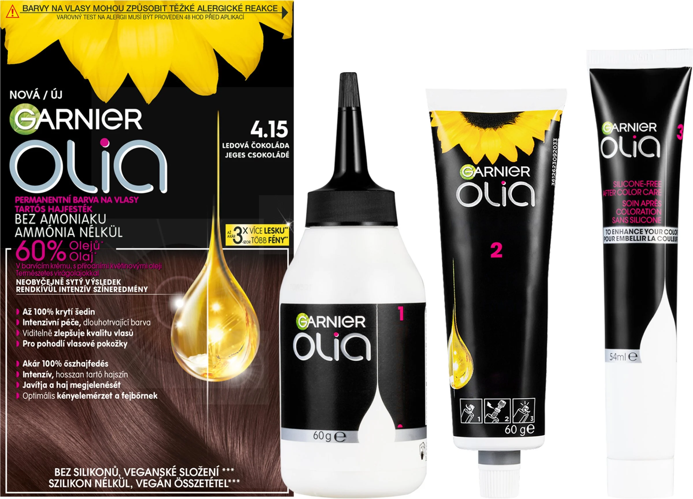 Garnier Olia permanentná farba na vlasy 4.15 Ľadová čokoláda 1×1 set, permanentná farba na vlasy