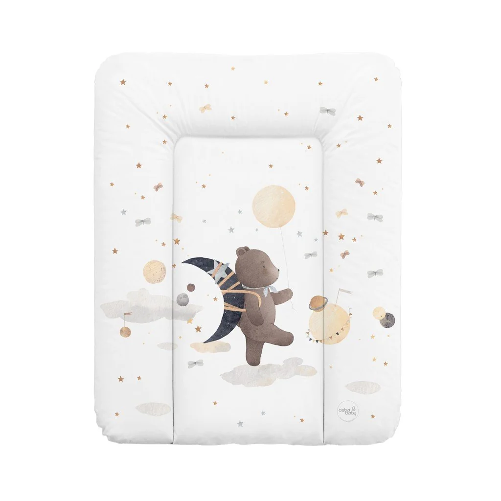 Mäkká prebaľovacia podložka 50×70 cm Basic – na komodu pre bábätko - Medvedík a mesiac