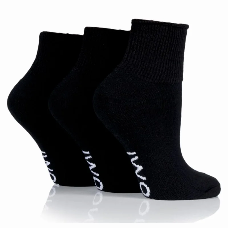 IOMI 3 páry ANKLE Diabetik ponožky zvýšený zdravotný lem Čierne Veľkosť ponožky 43-45