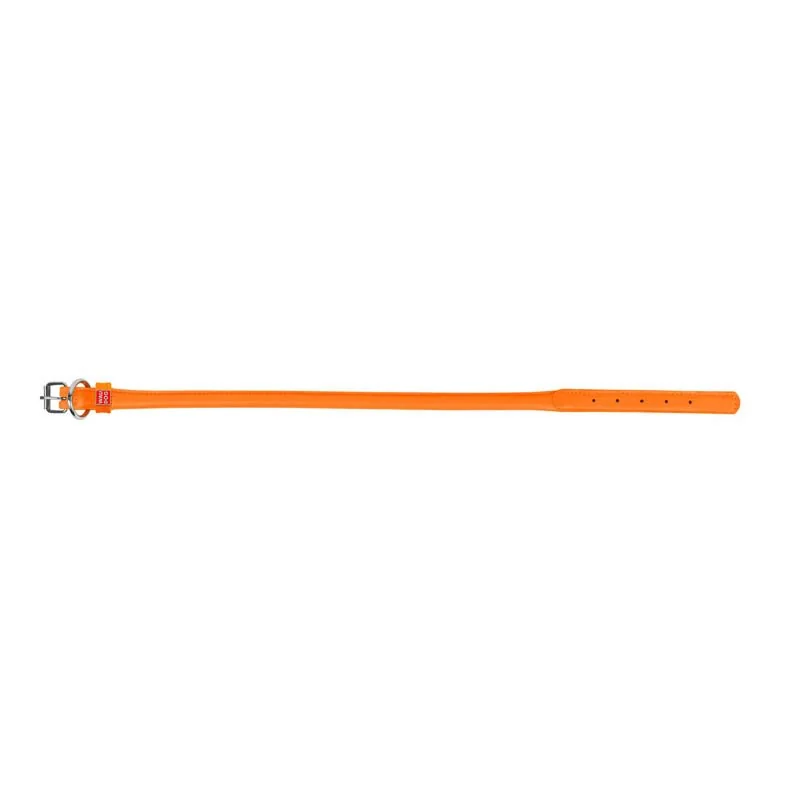 Okrúhly kožený obojok oranžový, Obvod krku: 20-25cm, šírka obojku: 6mm