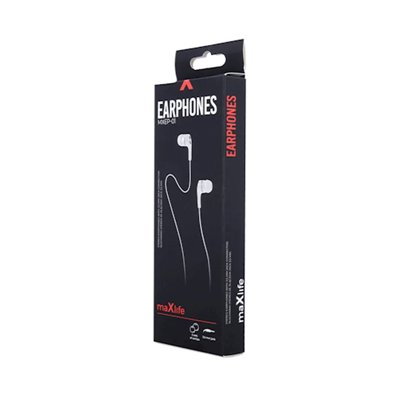 Maxlife Káblové slúchadlá MXEP-01, biele