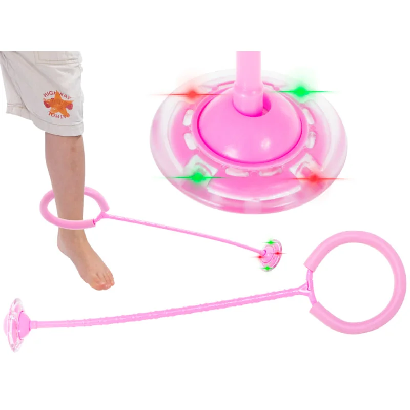 Hula hoop na nohu, švihadlo, skipper ball, svietiaca blikajúca LED ružová - farebná športová súprava s LED svetlom pre deti