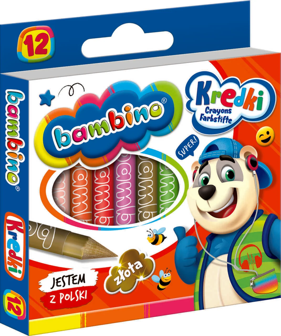 Voskové pastelky Bambino, 12 grafitových farieb