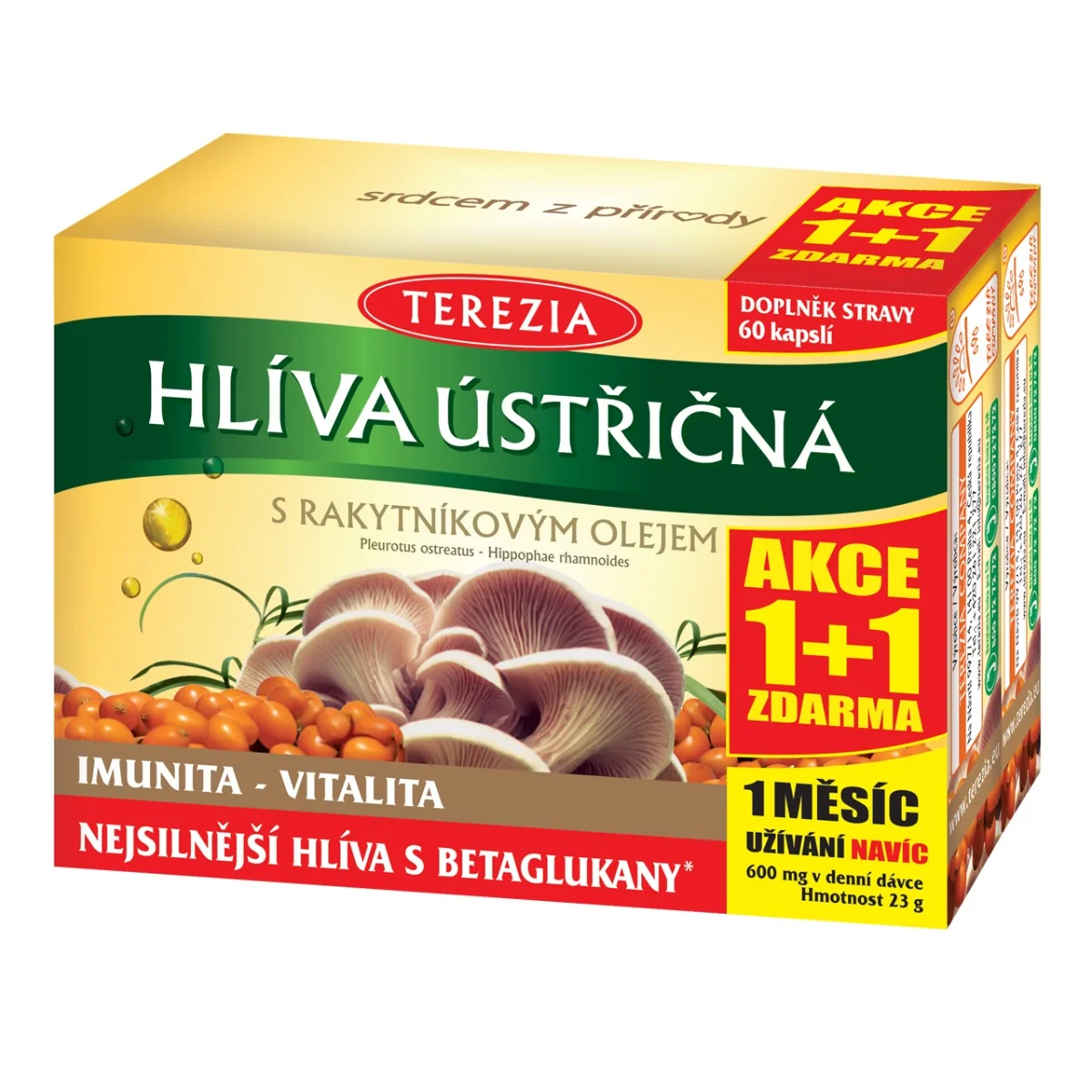 TEREZIA HLIVA USTRICOVITÁ S RAKYTNÍKOVÝM OLEJOM 2×60 cps, výživový doplnok