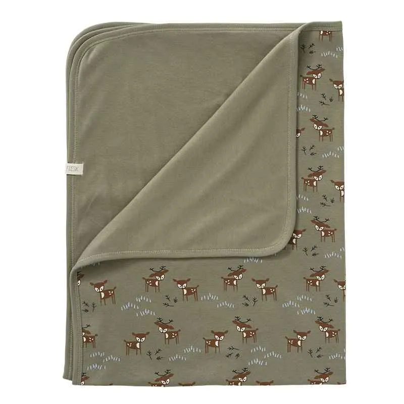 FRESK  Detská deka zo 100% organickej bavlny Deer Olive 1×1 ks, detská deka