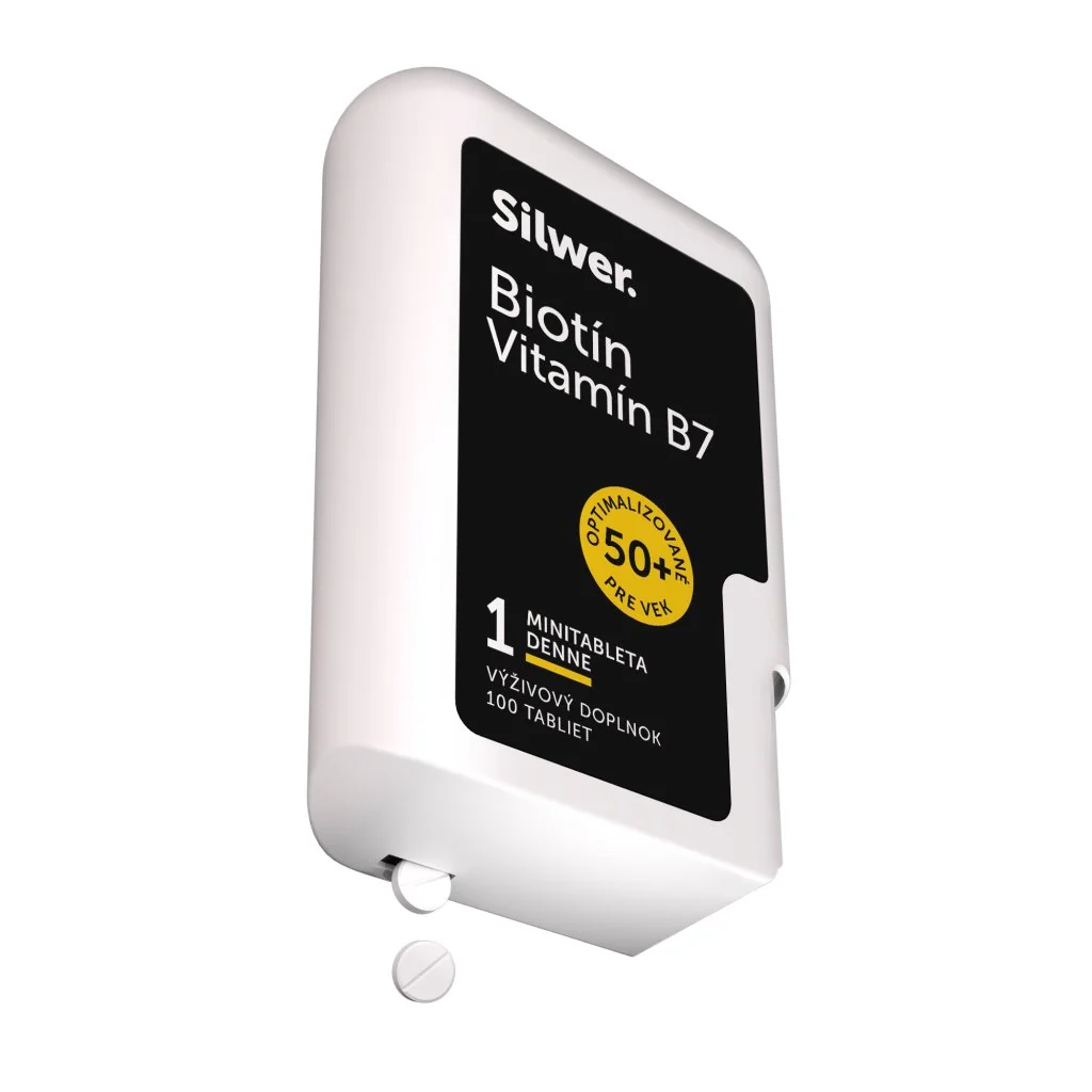 Silwer Biotín - Vitamín B7, minitablety v dvojbalení 100+100 minitabliet. Vlasy, pokožka, nechty, energia.