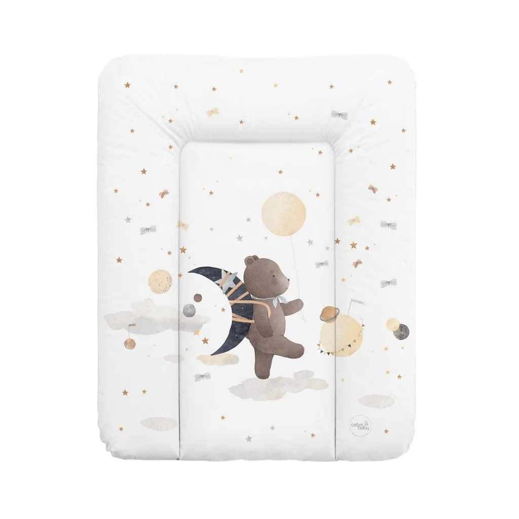 Mäkká prebaľovacia podložka 50×70 cm Basic – na komodu pre bábätko - Medvedík a mesiac