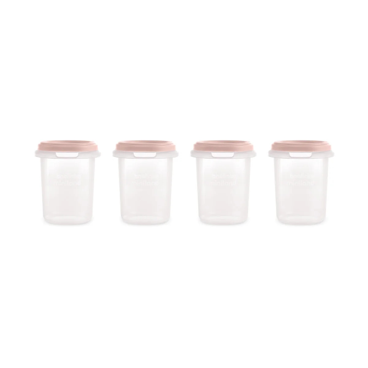 Miniland Dolce hermeticky uzatvárateľné nádoby na potraviny 4x250 ml ružová