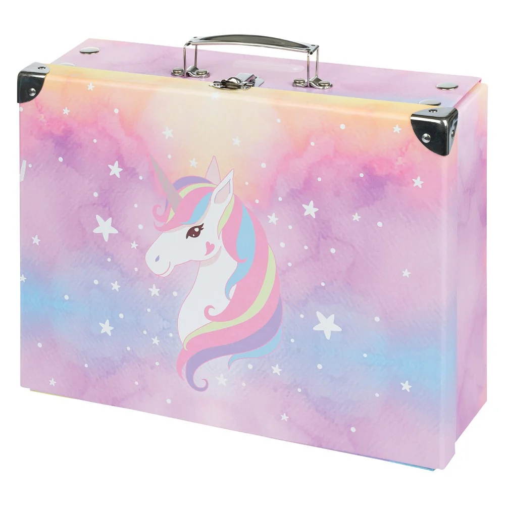 Skladací školský kufrík Rainbow Unicorn s kovaním Dúhový jednorožec