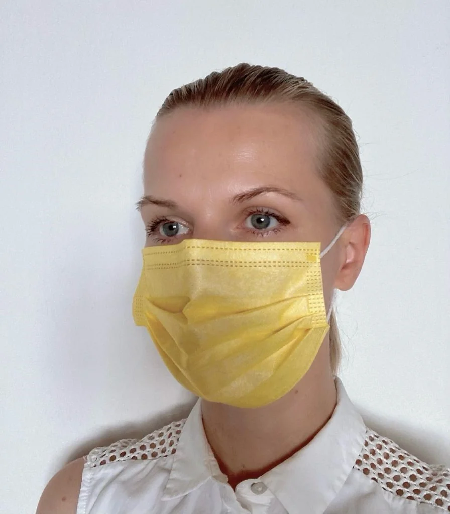BARI MEDICAL jednorázové IIR rúška žlté 1×50 kusov, 3 vrstvové