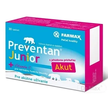 FARMAX Preventan Junior Akut + vitamín C 1×30 tbl s jahodovou príchuťou