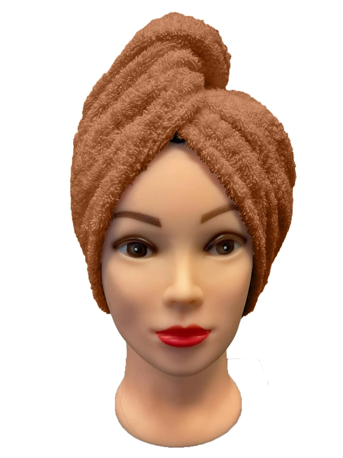 Rýchloschnúci froté turban na vlasy, hnedý