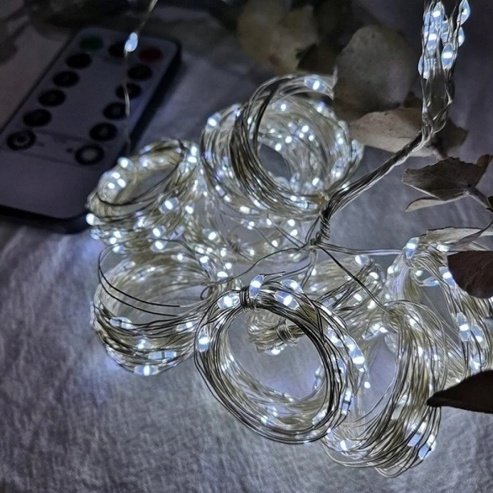 LED svetelná záclona s diaľkovým ovládaním - Biela 2m, 200 LED žiaroviek