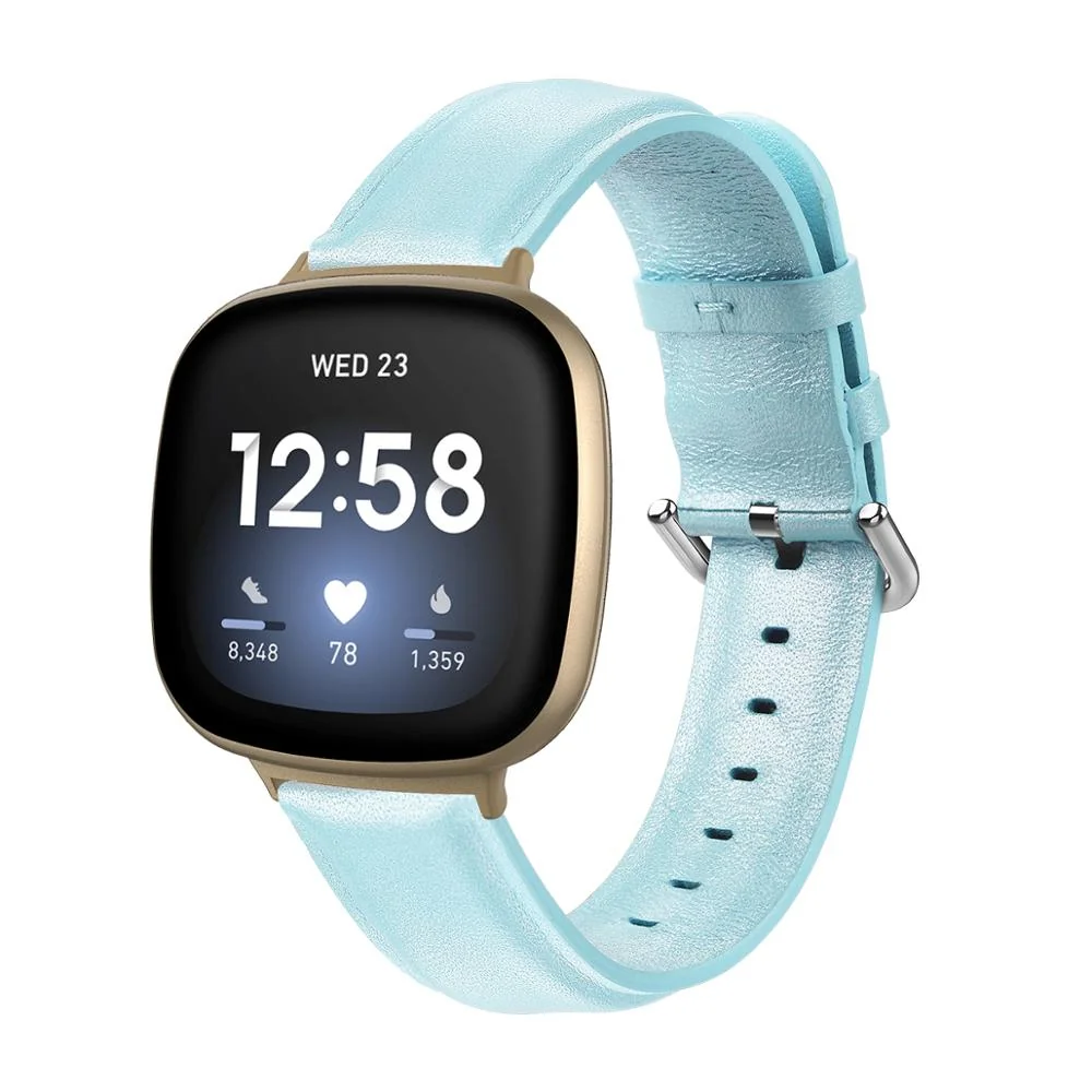 BStrap Leather Lux remienok na Fitbit Versa 3 light blue