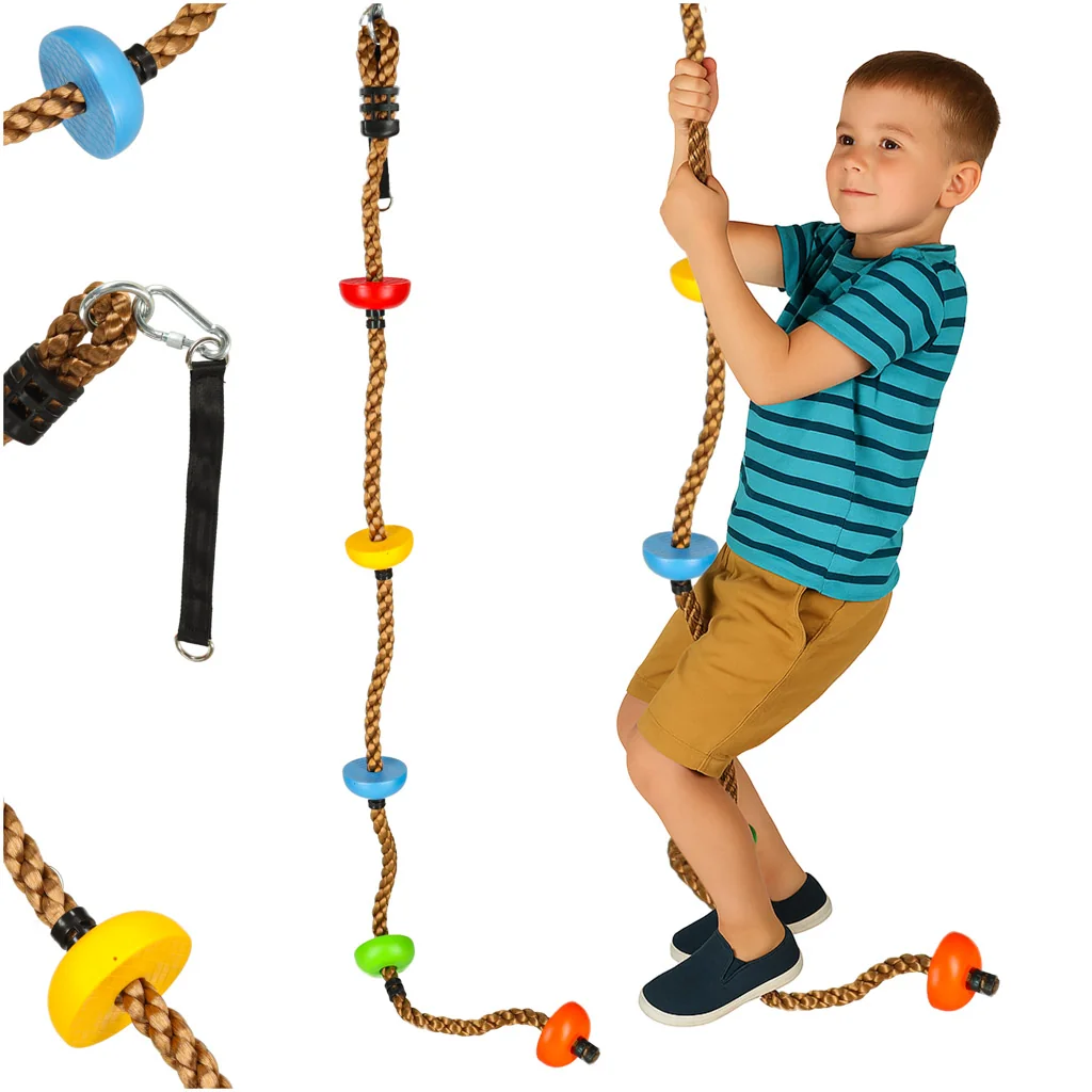 Lezecké lano s diskami pre deti 210 cm nosnosť 100 kg