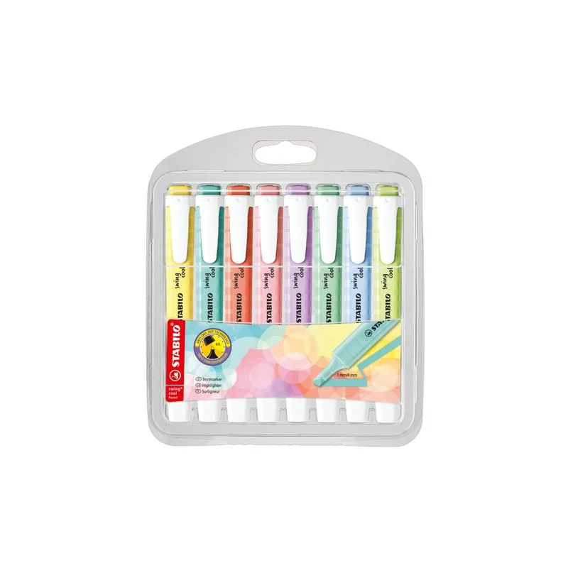 Zvýrazňovač STABILO swing cool Pastel, sada 8 ks 8 rôznych farieb