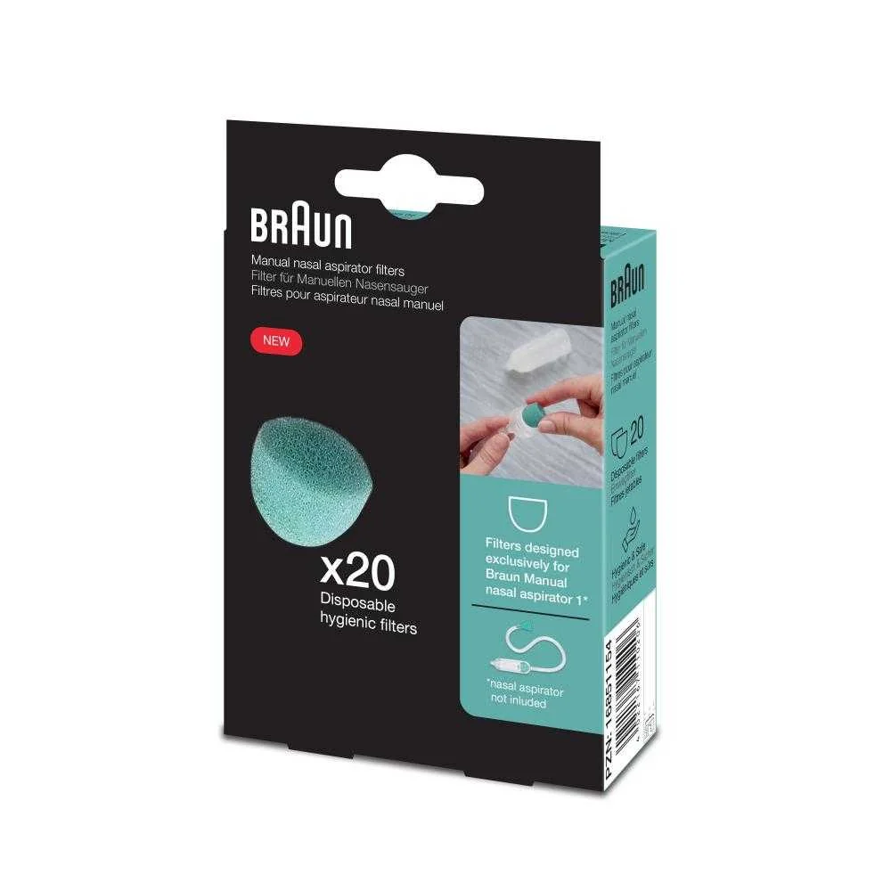 BRAUN Náhradné filtre pre manuálnu odsávačku hlienov, 1×20 ks, náhradné filtre