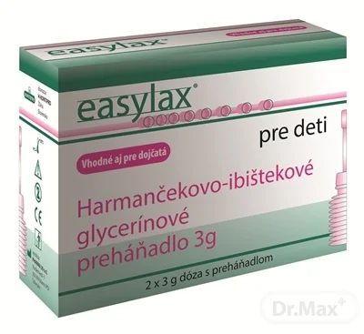 Easylax - Harmančekovo glycerínové preháňadlo 2×3 g, vhodné aj pre dojčatá