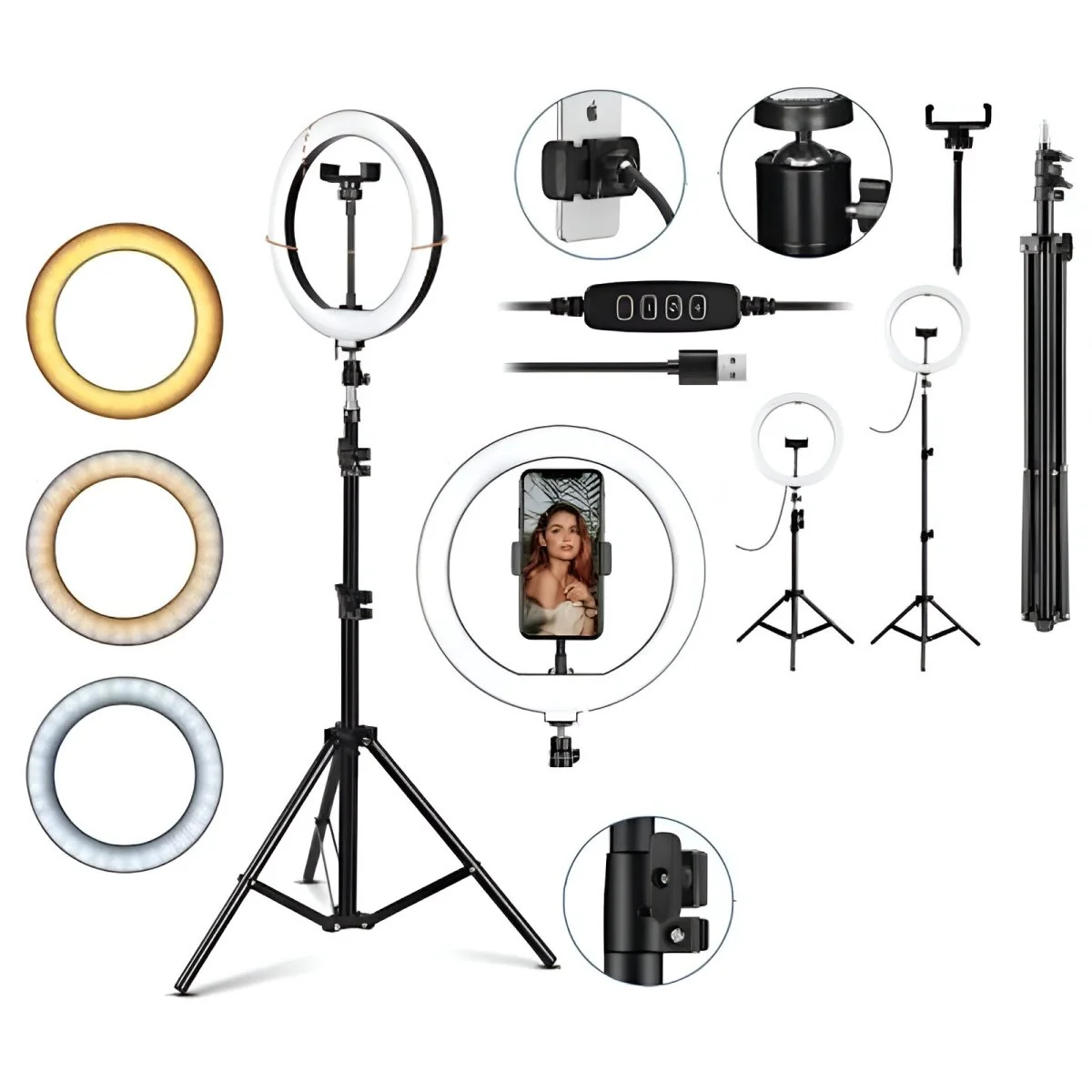 MG Selfie Ring Fill kruhové LED svetlo 10''+statív 1.8m+bluetooth remote, čierne