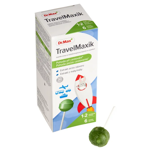 Dr. Max TravelMaxik lízanky 1×6 lízaniek, pohoda počas cestovania