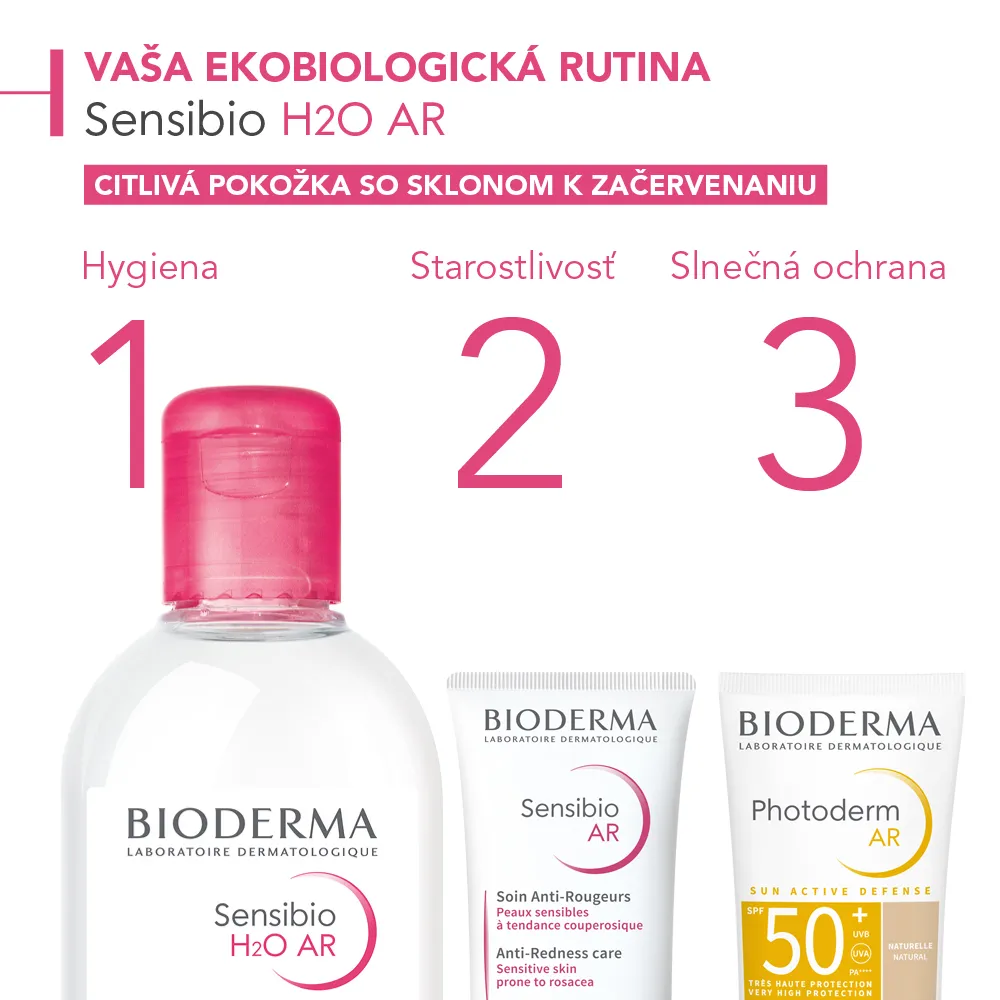 BIODERMA Sensibio H2O AR 250 ml, micelárna voda na citlivú pleť so začervenaním 1×250 ml, micelárna pleťová voda na citlivú pleť