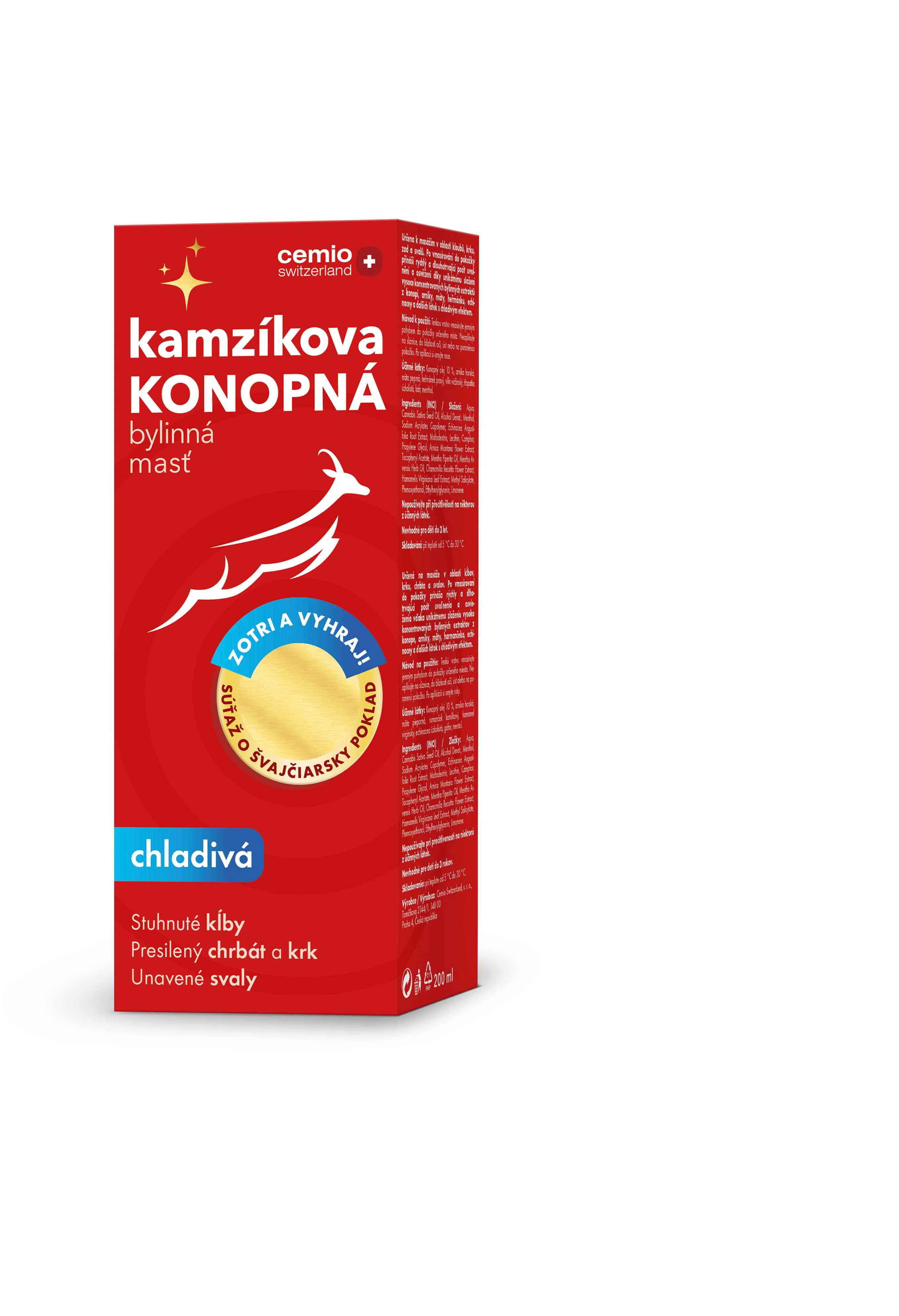 Cemio Kamzíkova konopná masť chladivá + darček 200 ml