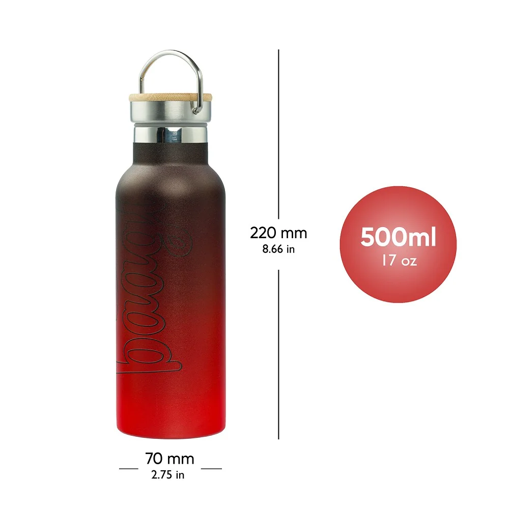 Baagl Termofľaša Gradient červeno-čierna 500 ml s bambusovým viečkom 500 ml