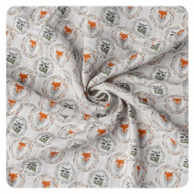 XKKO Organic Biobavlnená plienka 120x120, Fox&Raccoon 1×1 ks, biobavlnené plienky