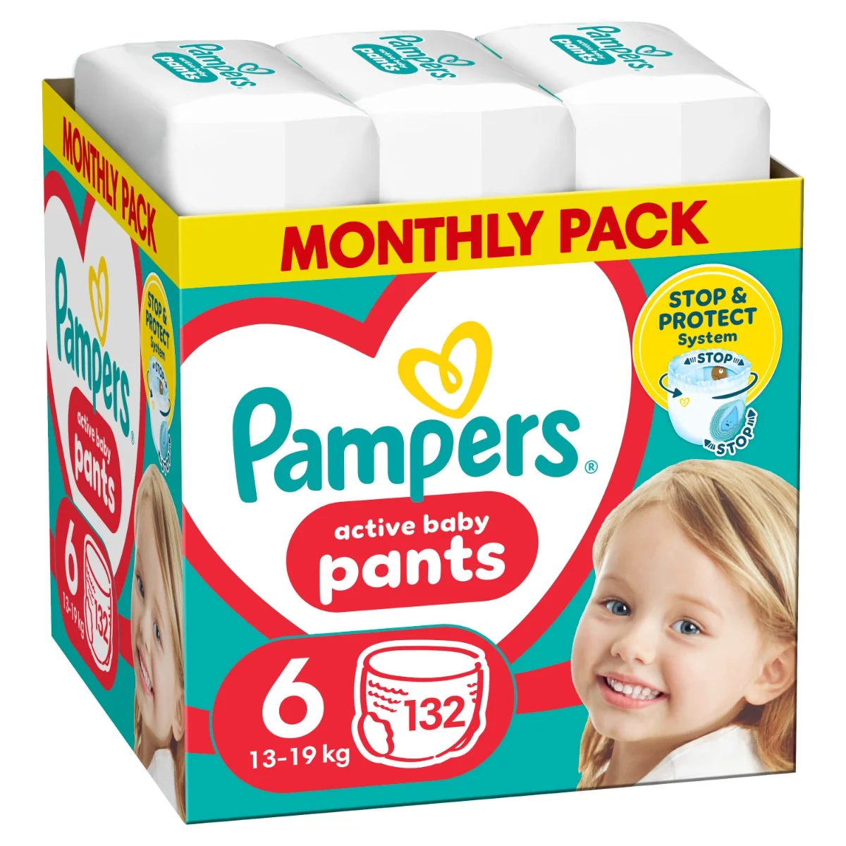 Pampers Pants MP S6 13-19kg 1×132 ks, detské plienkové nohavičky